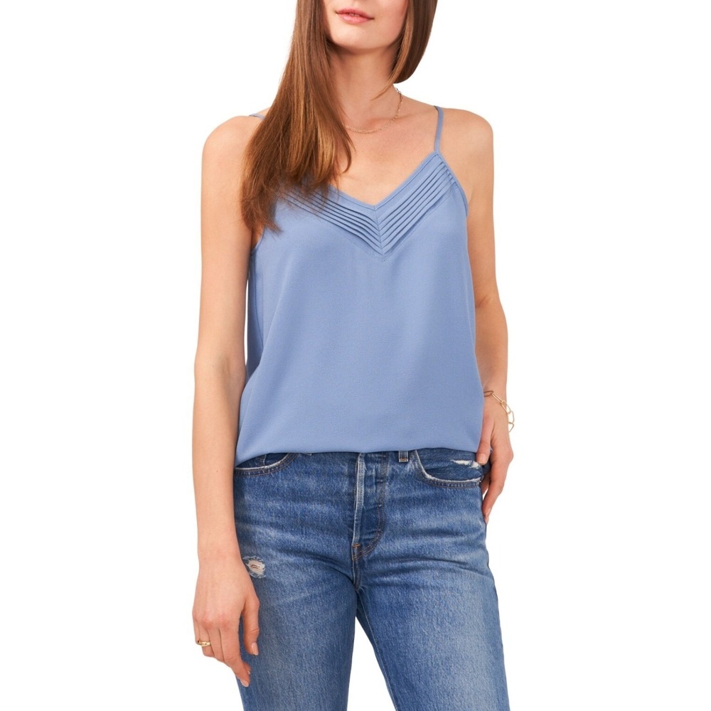 1.‎ State camisole tank pintuck porcelain blue vneck small adjustable straps